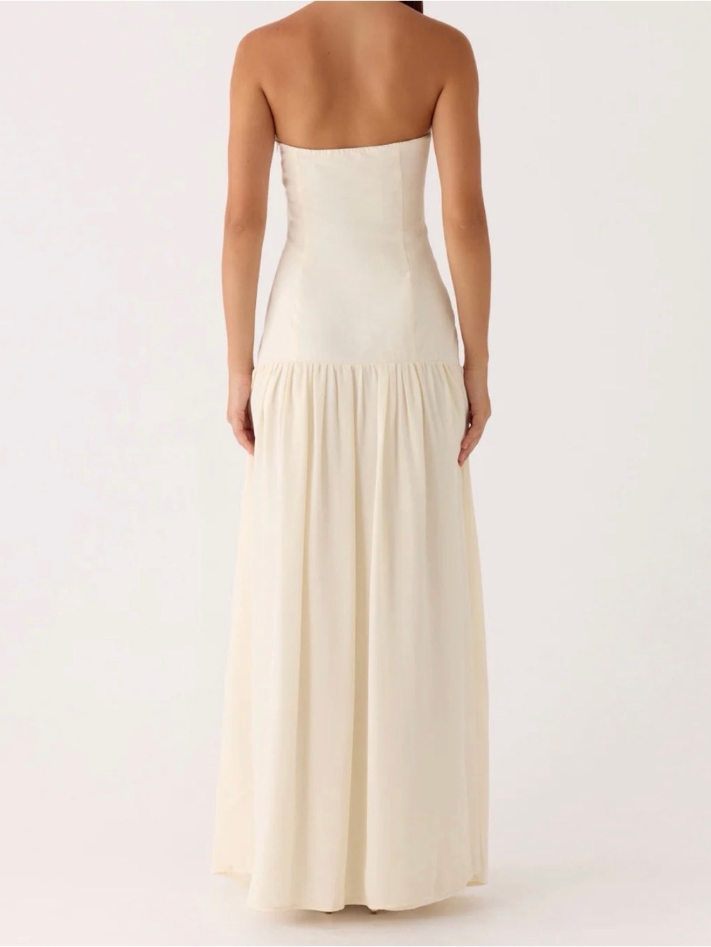 Strapless ivory Maxi Dress - Elegant Evening Gown - Picture 3 of 9